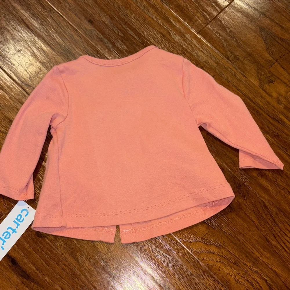 Carter's Coral Cardigan and Green Bodysuit Set